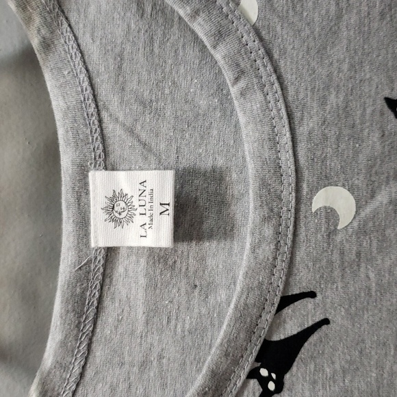 La Luna Black Cat and Glow in the Dark Moons Scoop Neck Short Sleeve T-shirt - Picture 3 of 6
